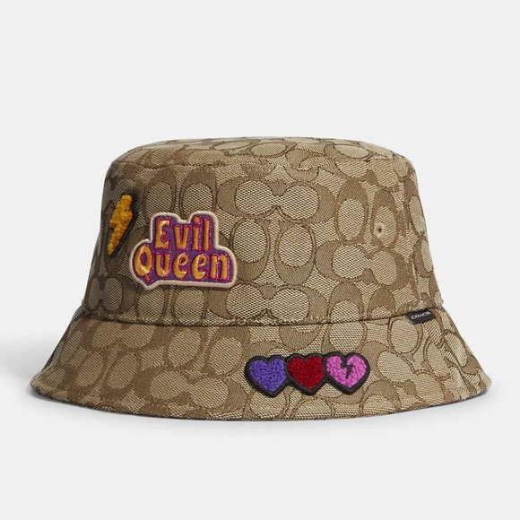 🎃 Disney X Coach Signature Jacquard Bucket Hat With Evil Queen SX/S - Picture 1 of 10